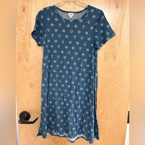 🌼3/$15🌼 LuLaRoe blue anchor ship nautical dress medium